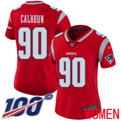 New England Patriots Football 90 100th Season Limited Red Women Shilique Calhoun NFL Jersey